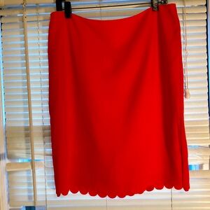 Banana Republic 12 deep coral lined skirt scallop edge polyester 24-442-1